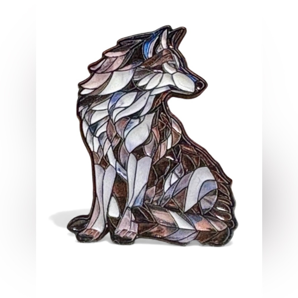 Stained Glass Wolf Figurine
